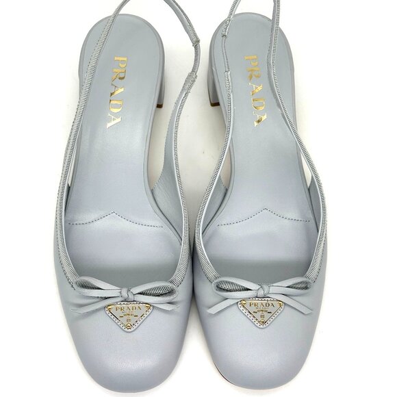 Prada Light Gray Slingback Sandals - Picture 7 of 16